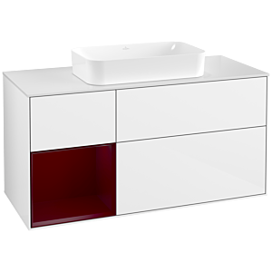 Villeroy und Boch Finion Waschtischunterschrank G701HBGF 120x60,3x50,1cm, Regal rechts Peony, Glossy white lacquer