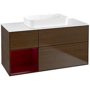 Villeroy und Boch Finion Waschtischunterschrank G701HBGN 120x60,3x50,1cm, Regal rechts Peony, Walnut veneer