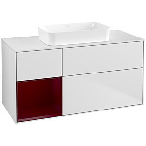 Villeroy und Boch Finion Waschtischunterschrank G701HBMT 120x60,3x50,1cm, Regal rechts Peony, White matt lacquer