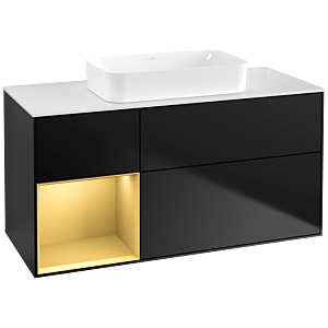Villeroy und Boch Finion Waschtischunterschrank G701HFPD 120x60,3x50,1cm, Regal rechts Gold matt, Black matt lacquer
