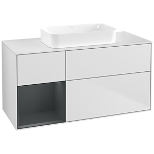 Villeroy und Boch Finion Waschtischunterschrank G701HGMT 120x60,3x50,1cm, Regal rechts Midnight Blue Matt Lacquer, White matt lacquer