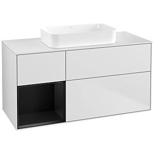 Villeroy und Boch Finion Waschtischunterschrank G701PDMT 120x60,3x50,1cm, Regal rechts Black matt lacquer, White matt lacquer