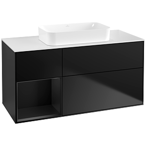 Villeroy und Boch Finion Waschtischunterschrank G701PDPD 120x60,3x50,1cm, Regal rechts Black matt lacquer, Black matt lacquer