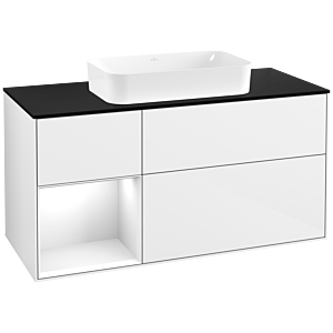 Villeroy und Boch Finion Waschtischunterschrank G702GFGF 120x60,3x50,1cm, Regal rechts Glossy white lacquer, Glossy white lacquer