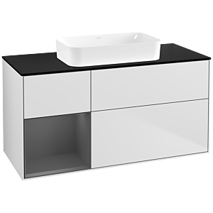 Villeroy et Boch Finion Villeroy et Boch G702GKMT 120x60,3x50,1cm, étagère à droite anthracite mat, laqué blanc mat