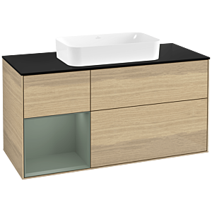 Villeroy et Boch Finion G702GMPC 120x60.3x50.1cm, étagère à droite Olive Matt Lacquer , Oak Veneer