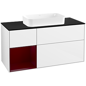 Villeroy und Boch Finion Waschtischunterschrank G702HBGF 120x60,3x50,1cm, Regal rechts Peony, Glossy white lacquer