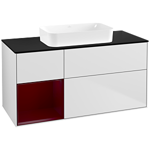 Villeroy und Boch Finion Waschtischunterschrank G702HBMT 120x60,3x50,1cm, Regal rechts Peony, White matt lacquer