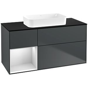 Villeroy et Boch Finion Villeroy et Boch G702MTHG 120x60.3x50.1cm, étagère à droite laqué blanc mat, Midnight Blue Matt Lacquer
