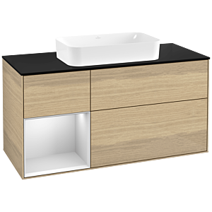 Villeroy und Boch Finion Waschtischunterschrank G702MTPC 120x60,3x50,1cm, Regal rechts White matt lacquer, Oak Veneer