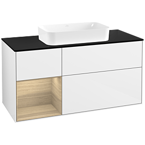 Villeroy und Boch Finion Waschtischunterschrank G702PCGF 120x60,3x50,1cm, Regal rechts Oak Veneer, Glossy white lacquer