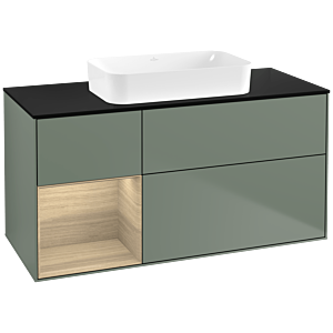 Villeroy und Boch Finion Waschtischunterschrank G702PCGM 120x60,3x50,1cm, Regal rechts Oak Veneer, Olive Matt Lacquer