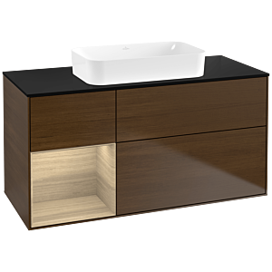 Villeroy und Boch Finion Waschtischunterschrank G702PCGN 120x60,3x50,1cm, Regal rechts Oak Veneer, Walnut veneer