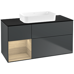 Villeroy und Boch Finion Waschtischunterschrank G702PCHG 120x60,3x50,1cm, Regal rechts Oak Veneer, Midnight Blue Matt Lacquer