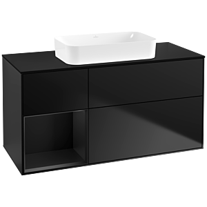 Villeroy et Boch Finion Villeroy et Boch G702PDPD 120x60.3x50.1cm, étagère à droite laqué noir mat, laqué noir mat