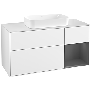 Villeroy et Boch Finion Villeroy et Boch G711GKGF 120x60.3x50.1cm, étagère à droite anthracite mat, laqué blanc brillant