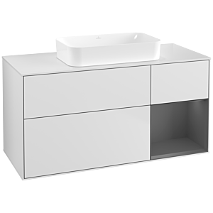 Villeroy et Boch Finion Villeroy et Boch G711GKMT 120x60.3x50.1cm, étagère à droite anthracite mat, laqué blanc mat