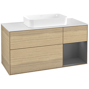 Villeroy und Boch Finion Waschtischunterschrank G711GKPC 120x60,3x50,1cm, Regal rechts Anthracite matt, Oak Veneer