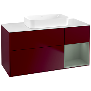 Villeroy und Boch Finion Waschtischunterschrank G711GMHB 120x60,3x50,1cm, Regal rechts Olive Matt Lacquer, Peony Matt