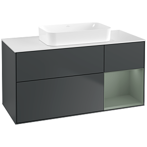 Villeroy und Boch Finion Waschtischunterschrank G711GMHG 120x60,3x50,1cm, Regal rechts Olive Matt Lacquer, Midnight Blue Matt Lacquer
