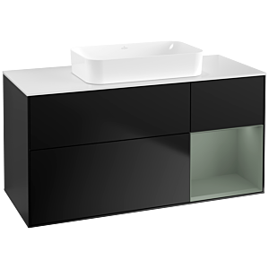 Villeroy und Boch Finion Waschtischunterschrank G711GMPD 120x60,3x50,1cm, Regal rechts Olive Matt Lacquer, Black matt lacquer