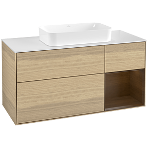 Villeroy und Boch Finion Waschtischunterschrank G711GNPC 120x60,3x50,1cm, Regal rechts Walnut veneer, Oak Veneer