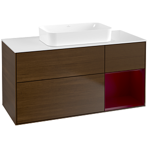 Villeroy und Boch Finion Waschtischunterschrank G711HBGN 120x60,3x50,1cm, Regal rechts Peony, Walnut veneer