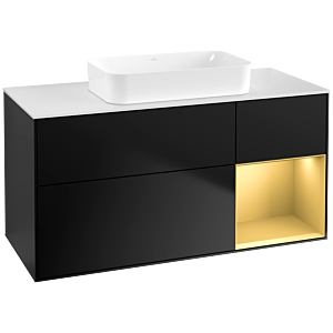 Villeroy et Boch Finion Villeroy et Boch G711HFPD 120x60.3x50.1cm, étagère droite or mat, laqué noir mat