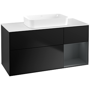 Villeroy und Boch Finion Waschtischunterschrank G711HGPD 120x60,3x50,1cm, Regal rechts Midnight Blue Matt Lacquer, Black matt lacquer