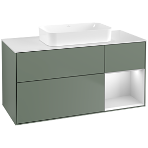 Villeroy und Boch Finion Waschtischunterschrank G711MTGM 120x60,3x50,1cm, Regal rechts White matt lacquer, Olive Matt Lacquer