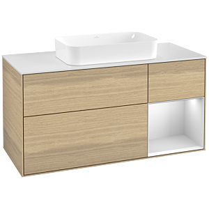 Villeroy und Boch Finion Waschtischunterschrank G711MTPC 120x60,3x50,1cm, Regal rechts White matt lacquer, Oak Veneer