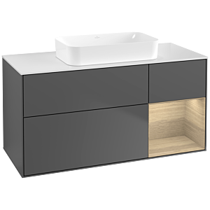 Villeroy und Boch Finion Waschtischunterschrank G711PCGK 120x60,3x50,1cm, Regal rechts Oak Veneer, Anthracite matt