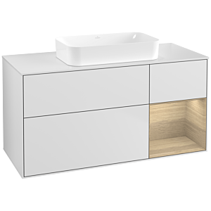 Villeroy und Boch Finion Waschtischunterschrank G711PCMT 120x60,3x50,1cm, Regal rechts Oak Veneer, White matt lacquer