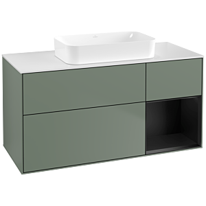 Villeroy und Boch Finion Waschtischunterschrank G711PDGM 120x60,3x50,1cm, Regal rechts Black matt lacquer, Olive Matt Lacquer