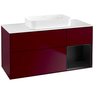 Villeroy und Boch Finion Waschtischunterschrank G711PDHB 120x60,3x50,1cm, Regal rechts Black matt lacquer, Peony Matt