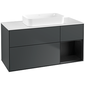Villeroy und Boch Finion Waschtischunterschrank G711PDHG 120x60,3x50,1cm, Regal rechts Black matt lacquer, Midnight Blue Matt Lacquer