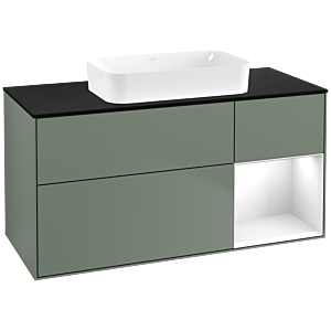 Villeroy und Boch Finion Waschtischunterschrank G712GFGM 120x60,3x50,1cm, Regal rechts Glossy white lacquer, Olive Matt Lacquer
