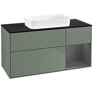 Villeroy und Boch Finion Waschtischunterschrank G712GKGM 120x60,3x50,1cm, Regal rechts Anthracite matt, Olive Matt Lacquer