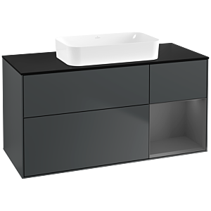 Villeroy und Boch Finion Waschtischunterschrank G712GKHG 120x60,3x50,1cm, Regal rechts Anthracite matt, Midnight Blue Matt Lacquer