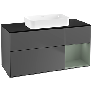 Villeroy und Boch Finion Waschtischunterschrank G712GMGK 120x60,3x50,1cm, Regal rechts Olive Matt Lacquer, Anthracite matt