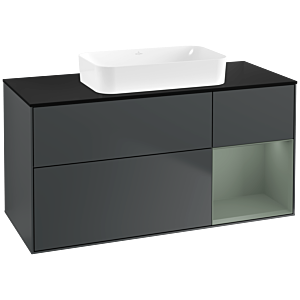 Villeroy und Boch Finion Waschtischunterschrank G712GMHG 120x60,3x50,1cm, Regal rechts Olive Matt Lacquer, Midnight Blue Matt Lacquer