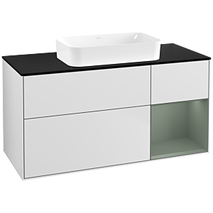 Villeroy und Boch Finion Waschtischunterschrank G712GMMT 120x60,3x50,1cm, Regal rechts Olive Matt Lacquer, White matt lacquer