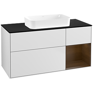 Villeroy und Boch Finion Waschtischunterschrank G712GNMT 120x60,3x50,1cm, Regal rechts Walnut veneer, White matt lacquer