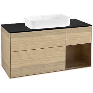 Villeroy und Boch Finion Waschtischunterschrank G712GNPC 120x60,3x50,1cm, Regal rechts Walnut veneer, Oak Veneer