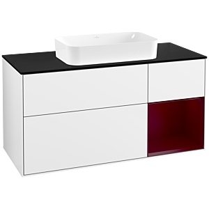 Villeroy und Boch Finion Waschtischunterschrank G712HBGF 120x60,3x50,1cm, Regal rechts Peony, Glossy white lacquer