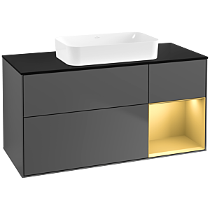 Villeroy und Boch Finion Waschtischunterschrank G712HFGK 120x60,3x50,1cm, Regal rechts Gold matt, Anthracite matt