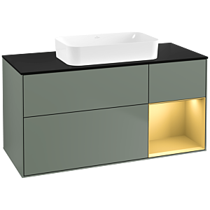Villeroy und Boch Finion Waschtischunterschrank G712HFGM 120x60,3x50,1cm, Regal rechts Gold matt, Olive Matt Lacquer