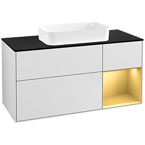 Villeroy und Boch Finion Waschtischunterschrank G712HFMT 120x60,3x50,1cm, Regal rechts Gold matt, White matt lacquer