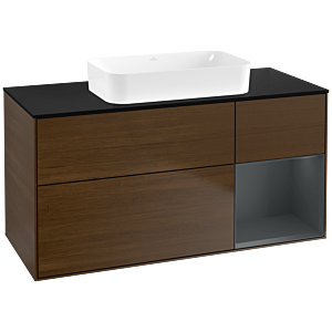 Villeroy und Boch Finion Waschtischunterschrank G712HGGN 120x60,3x50,1cm, Regal rechts Midnight Blue Matt Lacquer, Walnut veneer