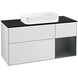 Villeroy und Boch Finion Waschtischunterschrank G712HGMT 120x60,3x50,1cm, Regal rechts Midnight Blue Matt Lacquer, White matt lacquer